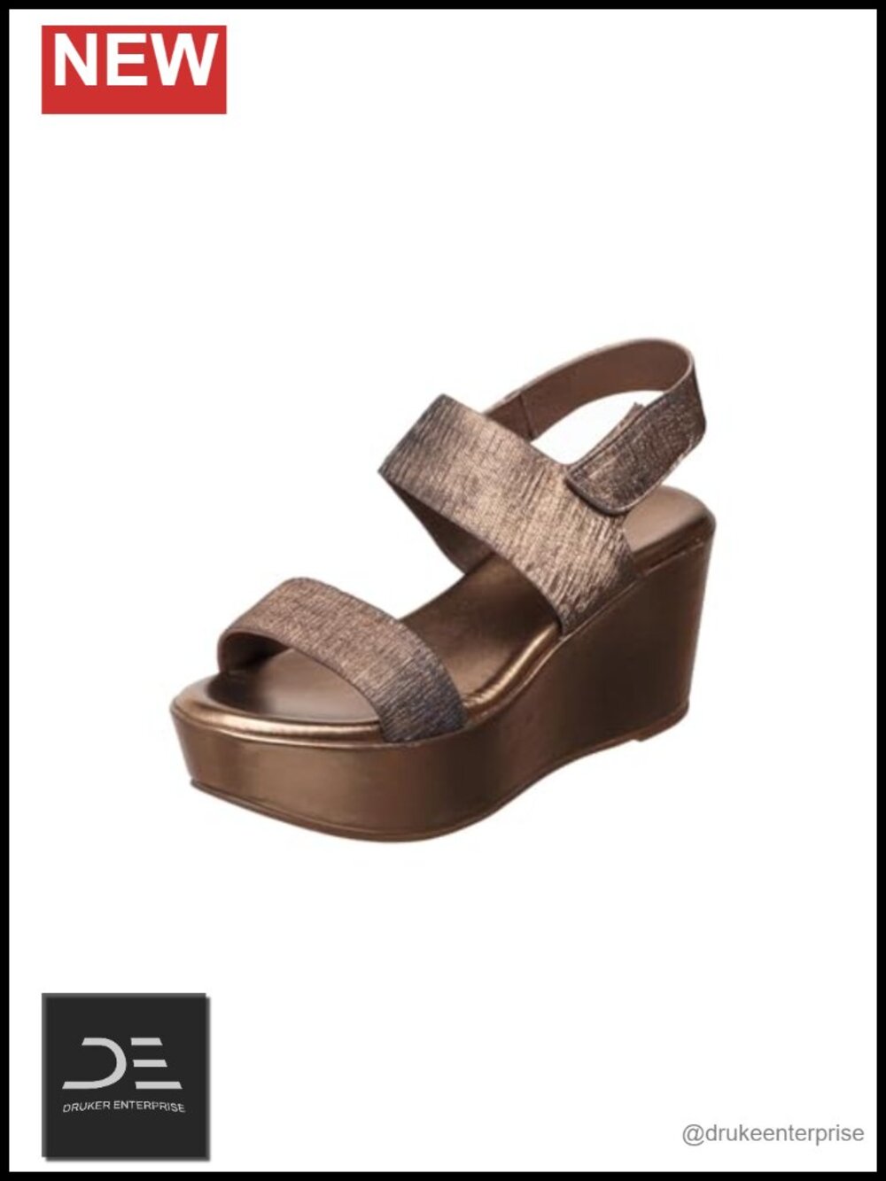 Women's Leather Platform Wedge Sandals Slingback Bungee Water Resistant